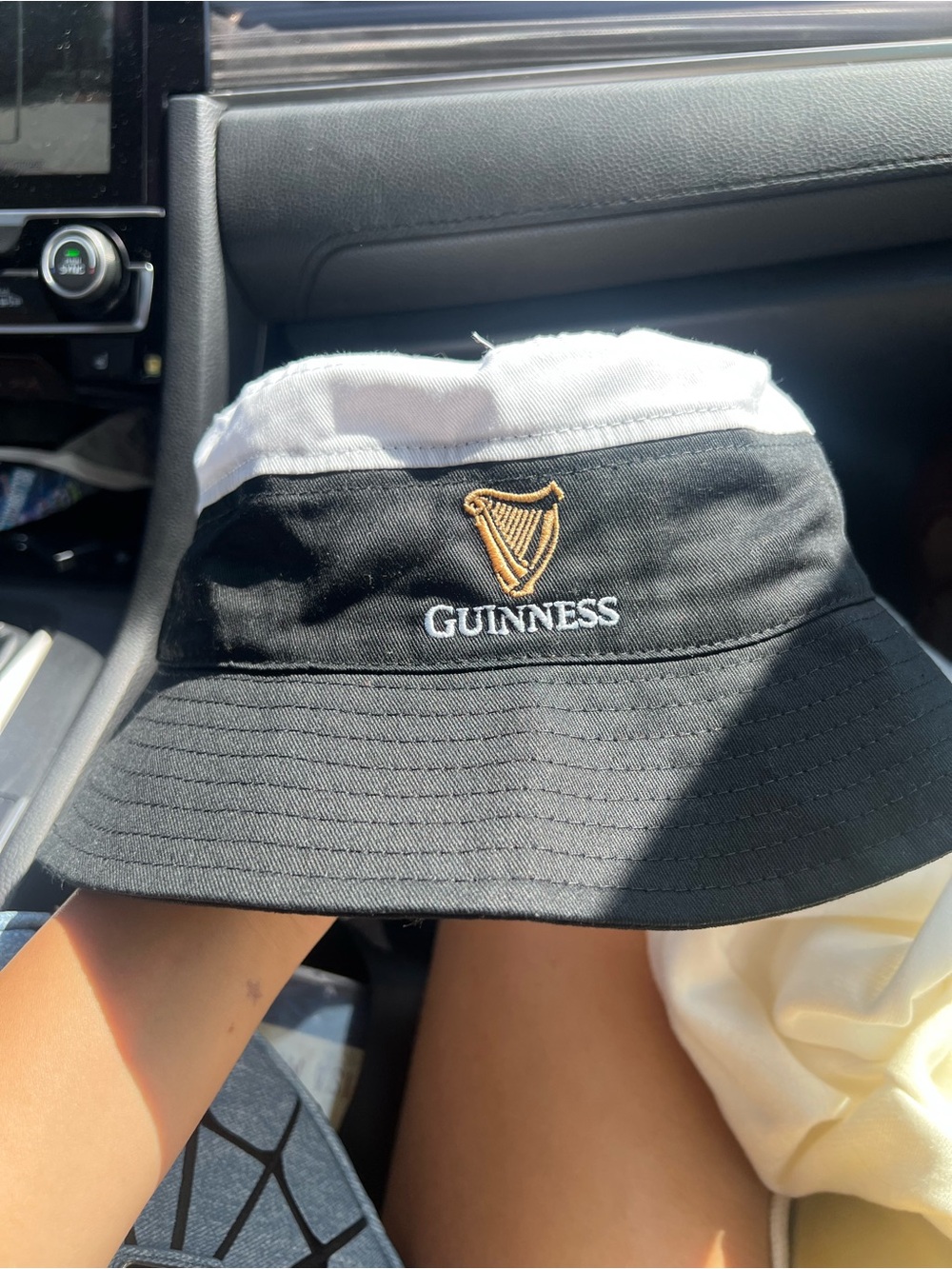 Guinness Black & White Bucket Hat with Gold Harp